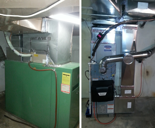 Installation of a Carrier high efficiency oil furnace